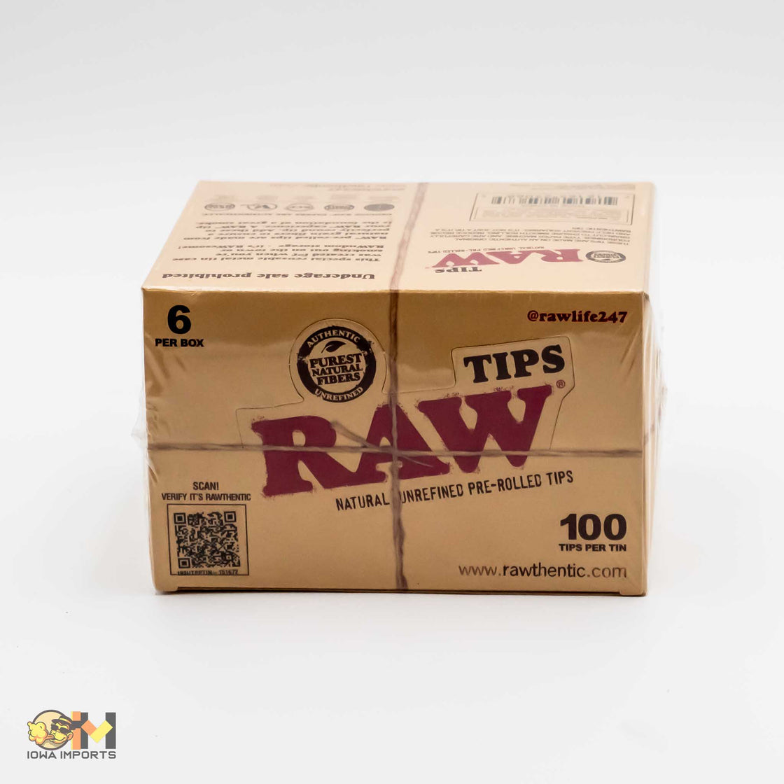 RAW PRE-ROLLED TIPS IN TIN 100/TIN 6/DISP