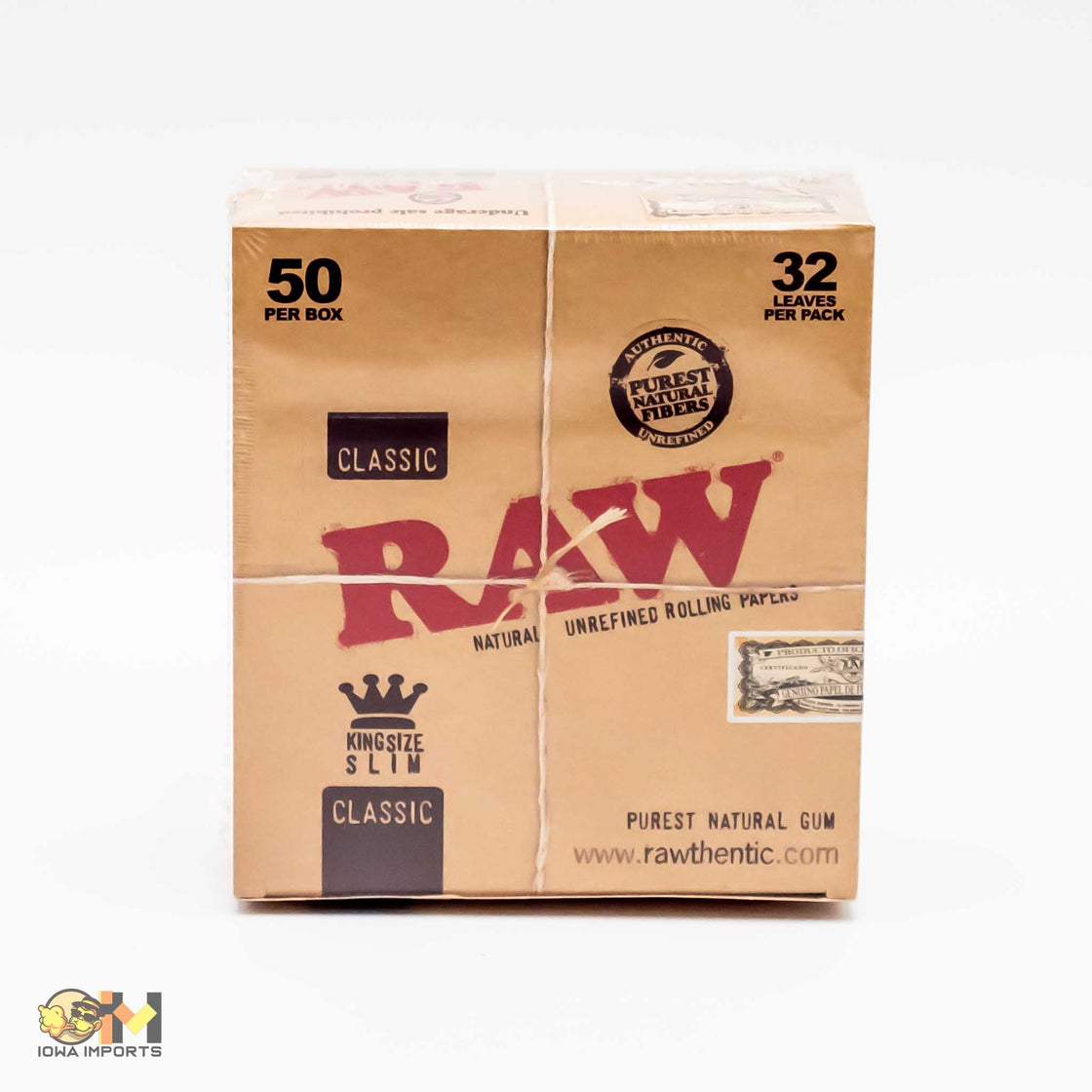 RAW KING SIZE SLIM 32 leaves/pack 50/box