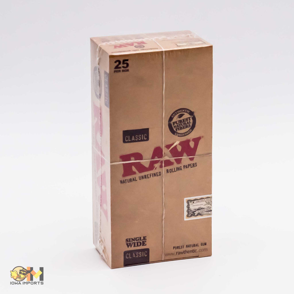 RAW UNREFINED PAPERS SINGLE WIDE BOX/25 CT