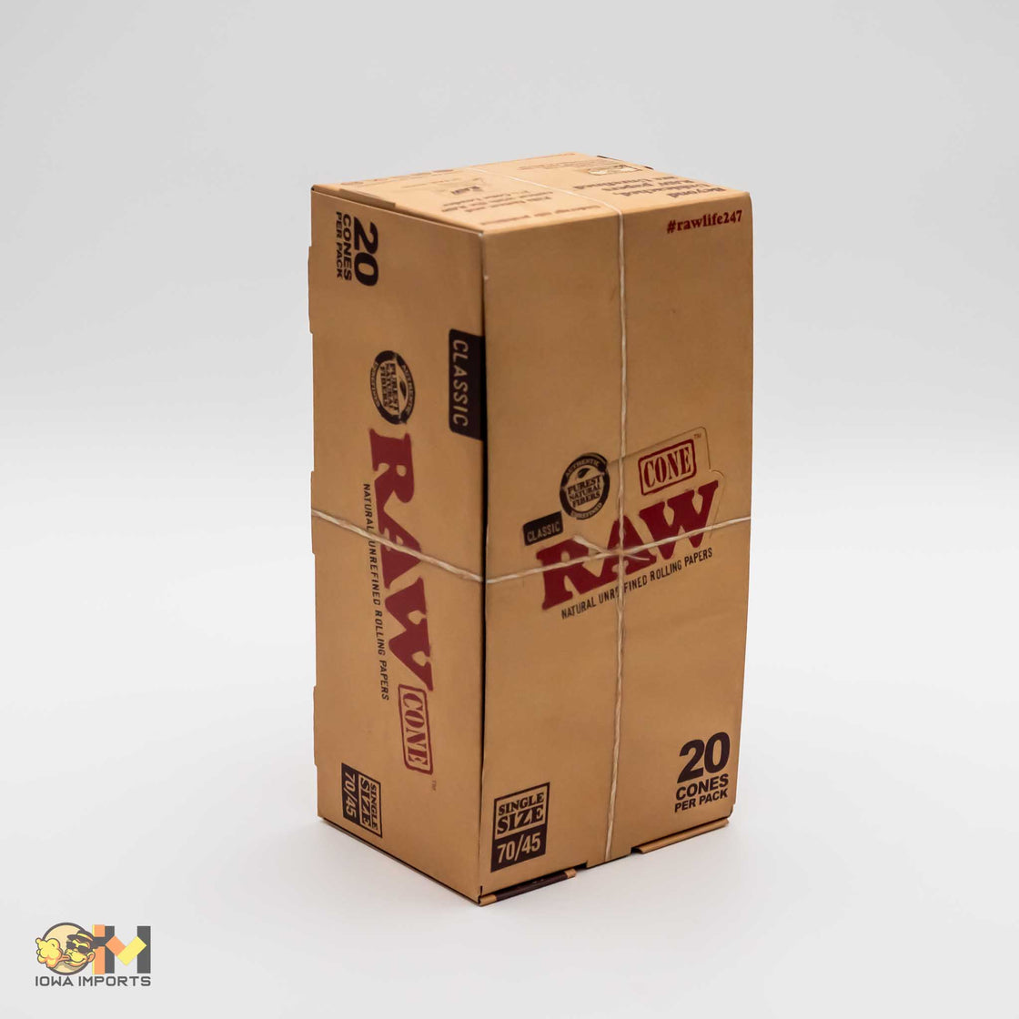 RAW CLASSIC 70mm/45mm CONES 20PACK 12/Display