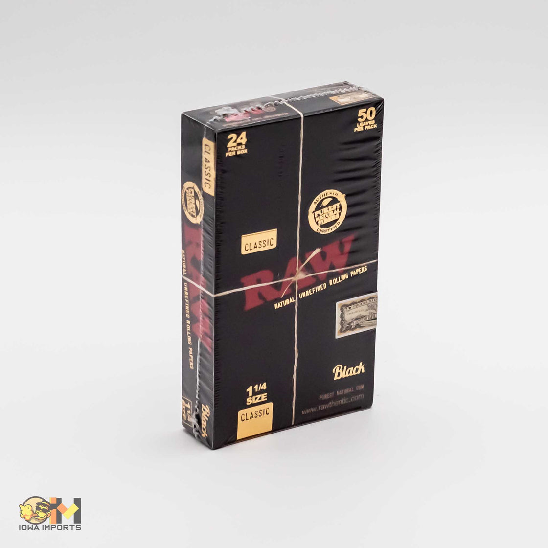 RAW BLACK CLASSIC NATURAL UNREFINED 1 1/4 BX/24