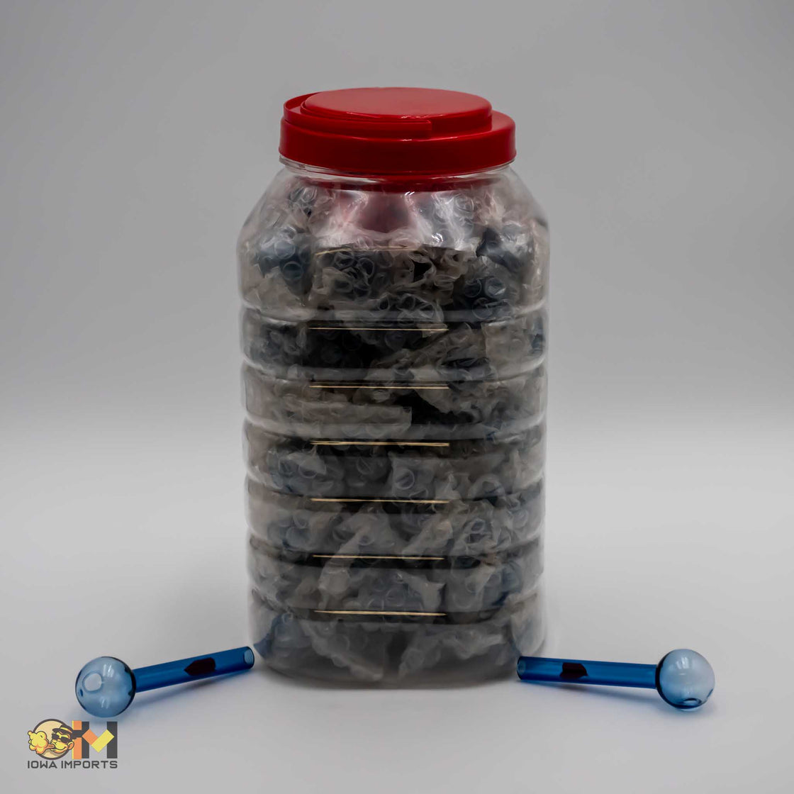 4" Blue Glass Rose jar 60ct