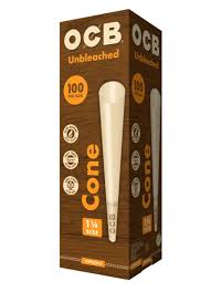 OCB VIRGIN UNBLEACHED 1 1/4 CONES (100 PER BOX)