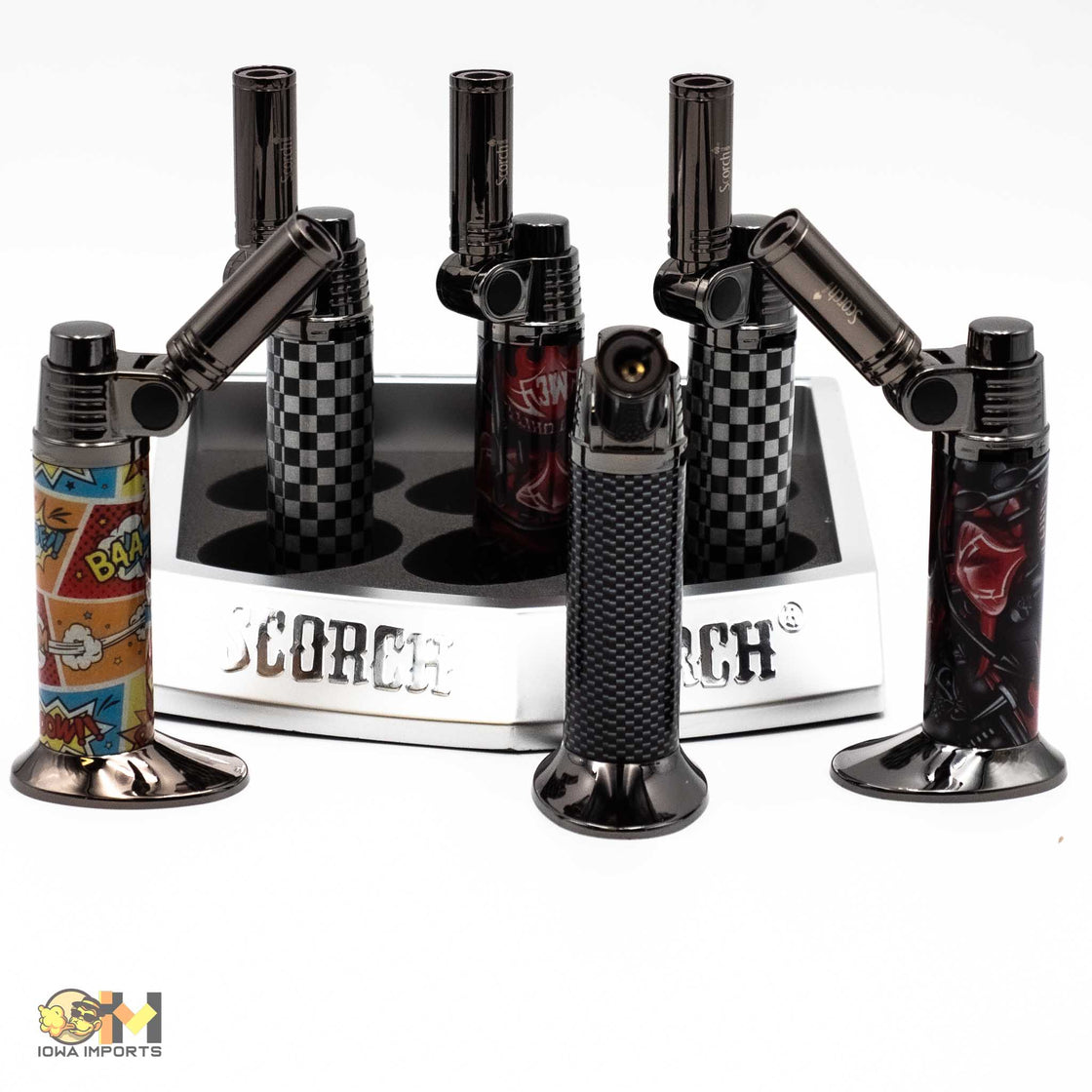 61673-1/Scorch Torch/Adjustable Angle Torch/90 to 45deg/asst graffitti/designs/6.5"to5"/6ct