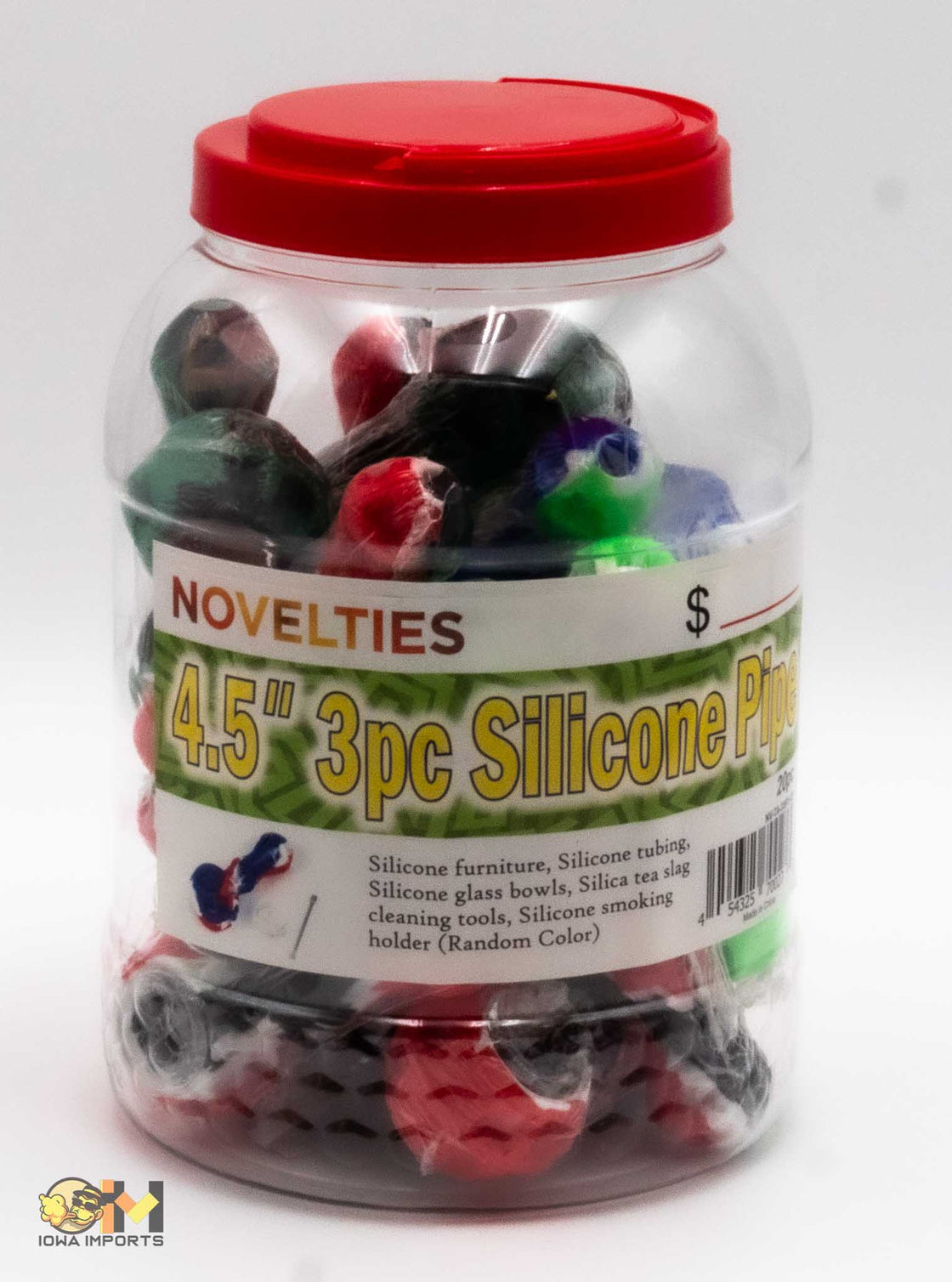 4.5' 3PC SILICONE PIPE WITH STICK IN A JAR 20PC