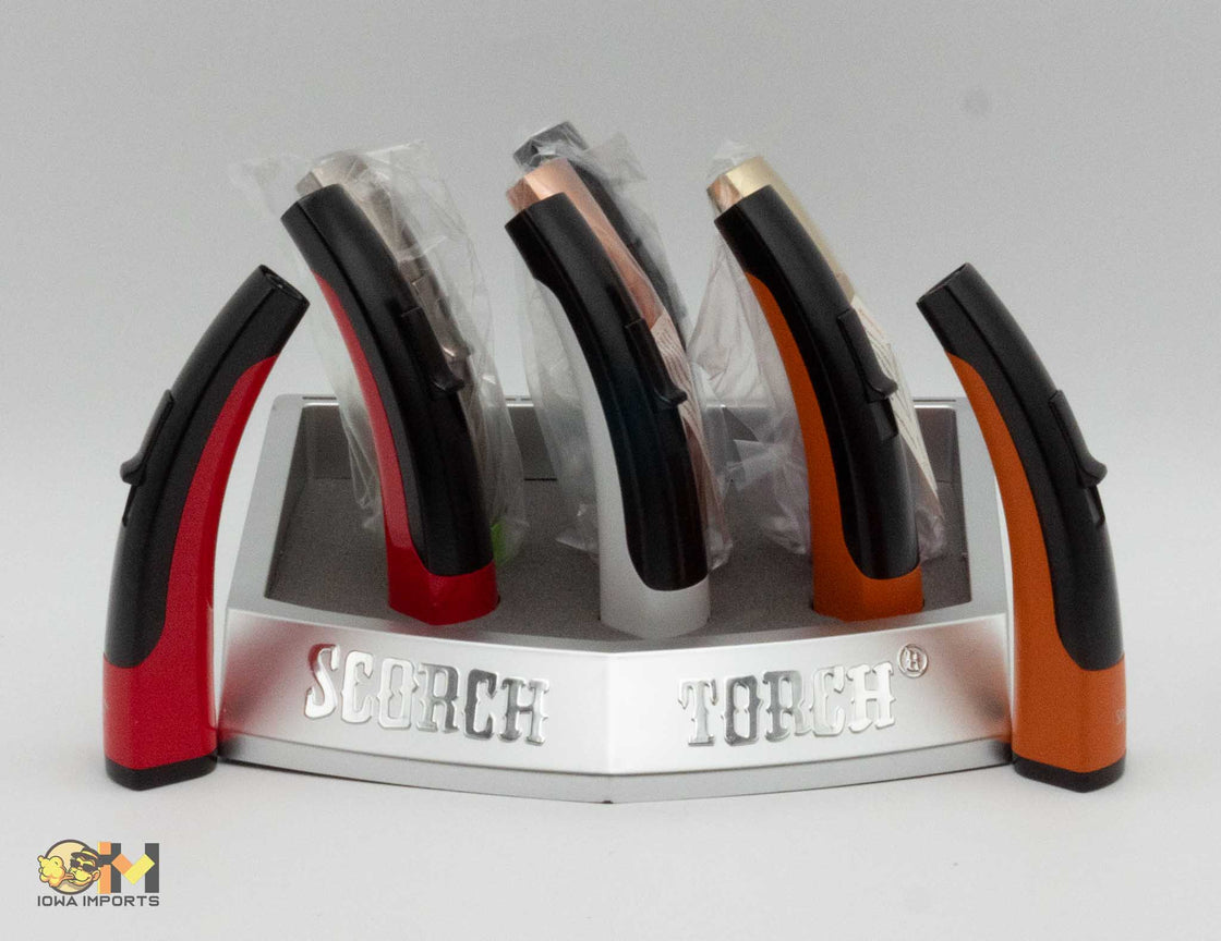 61651-1/Scorch Torch/Arc Torch/two-tone matte finish/pull button/see-thru butane/5"/9 ct