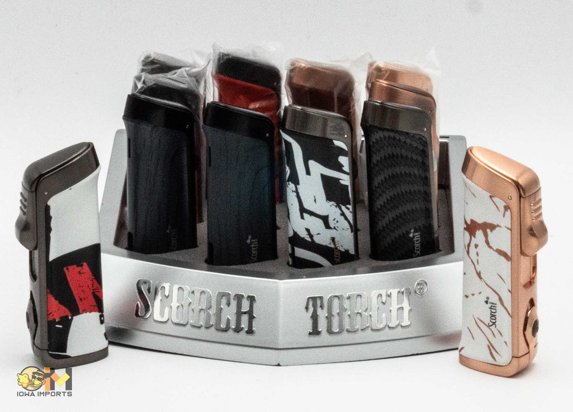 61697-3T/Scorch Torch/Triple Torch auto-open cigar punch & see-thru butane/4.75"/12ct