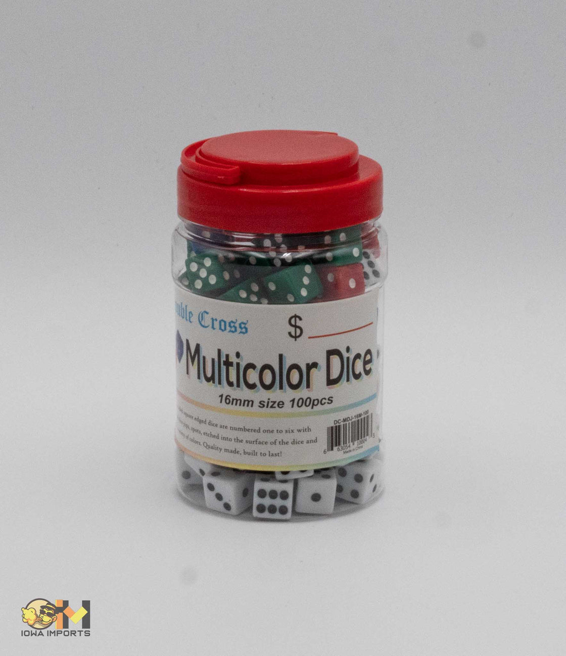DOUBLE CROSS MULTICOLOR DICE 16MM 100CT