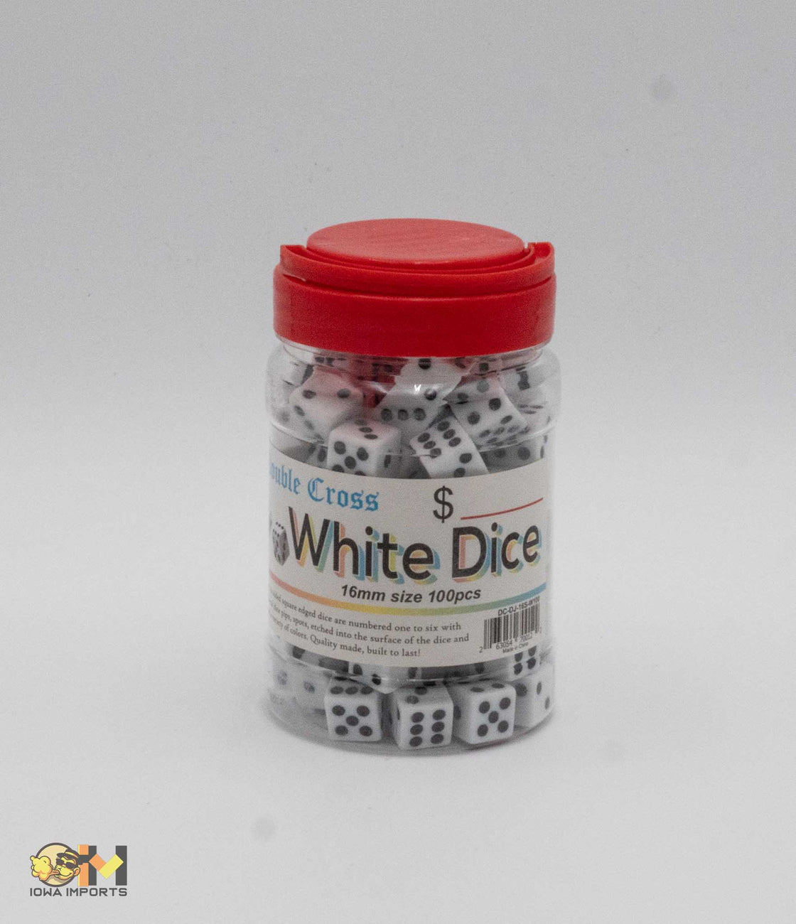 DOUBLE CROSS WHITE DICE 16MM 100 CT