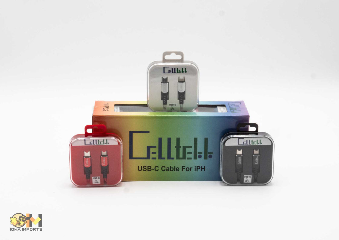 CELLTEKK REFILL SQUARE USB-C CABLE FOR IPH 10CT