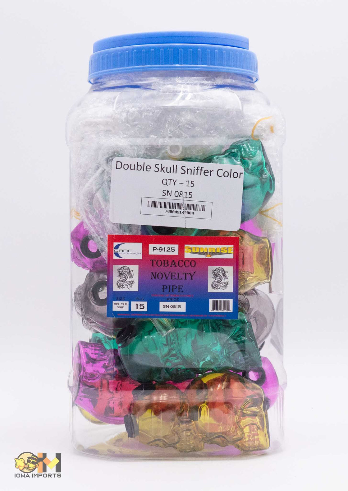 P 9125 DOUBLE SKULL SNIFFER COLOR JAR 15CT/JAR