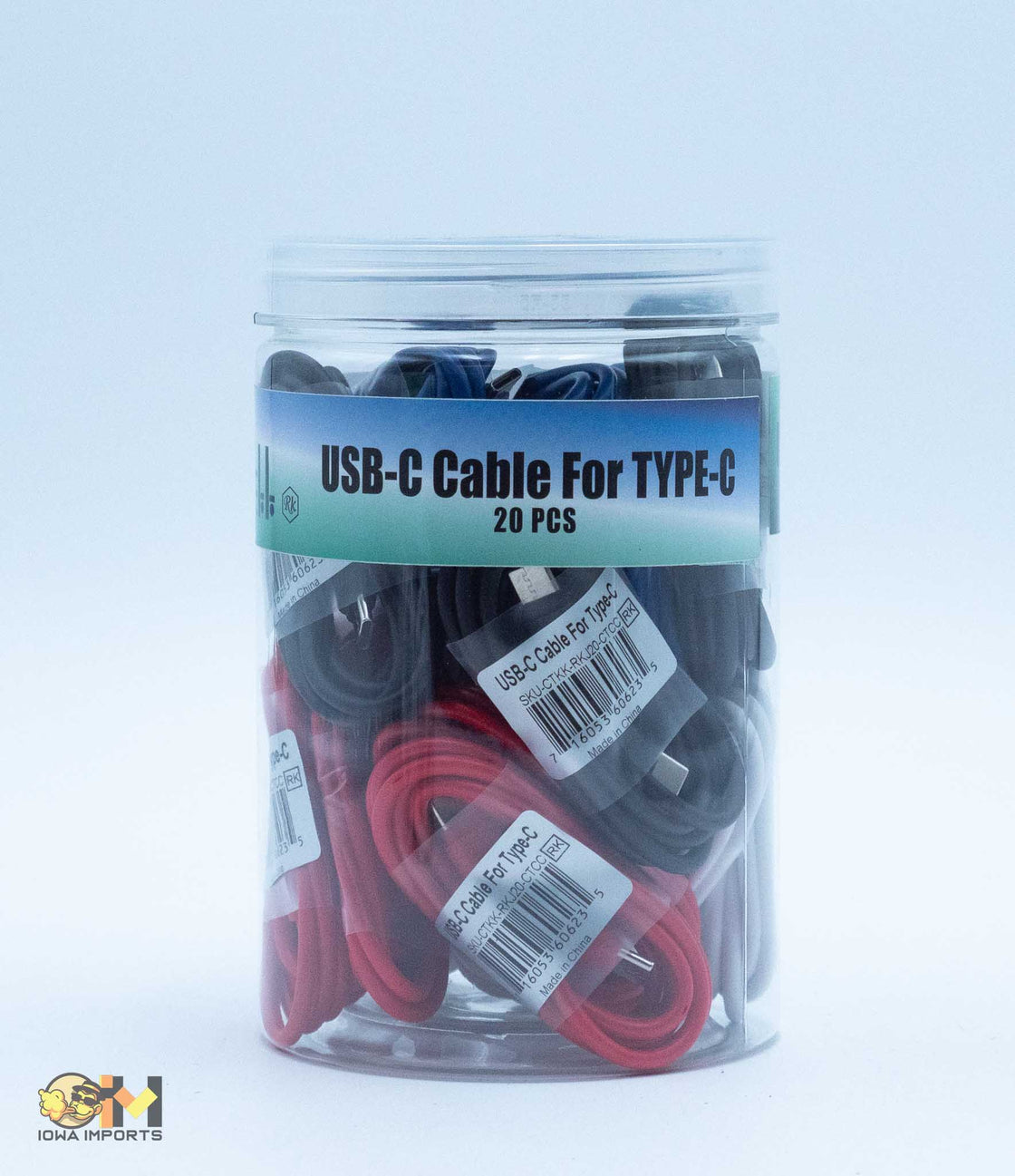 Cell-Tek USB Cable Type-C 3.5ft in Jar 20ct
