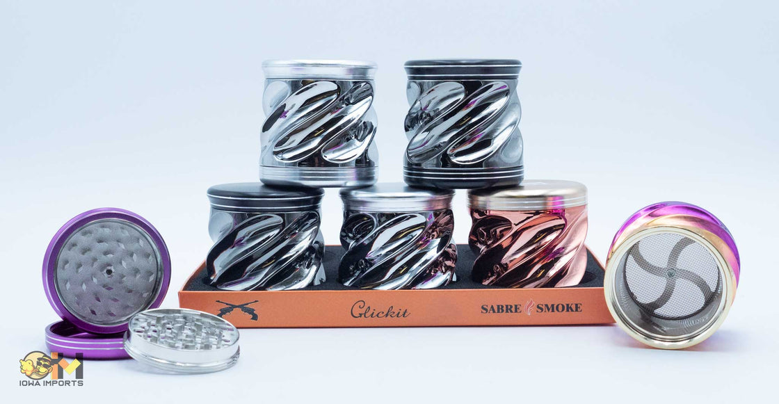 MG-096/Large New Grinder Shiny W/Aluminum Lid, 6ct