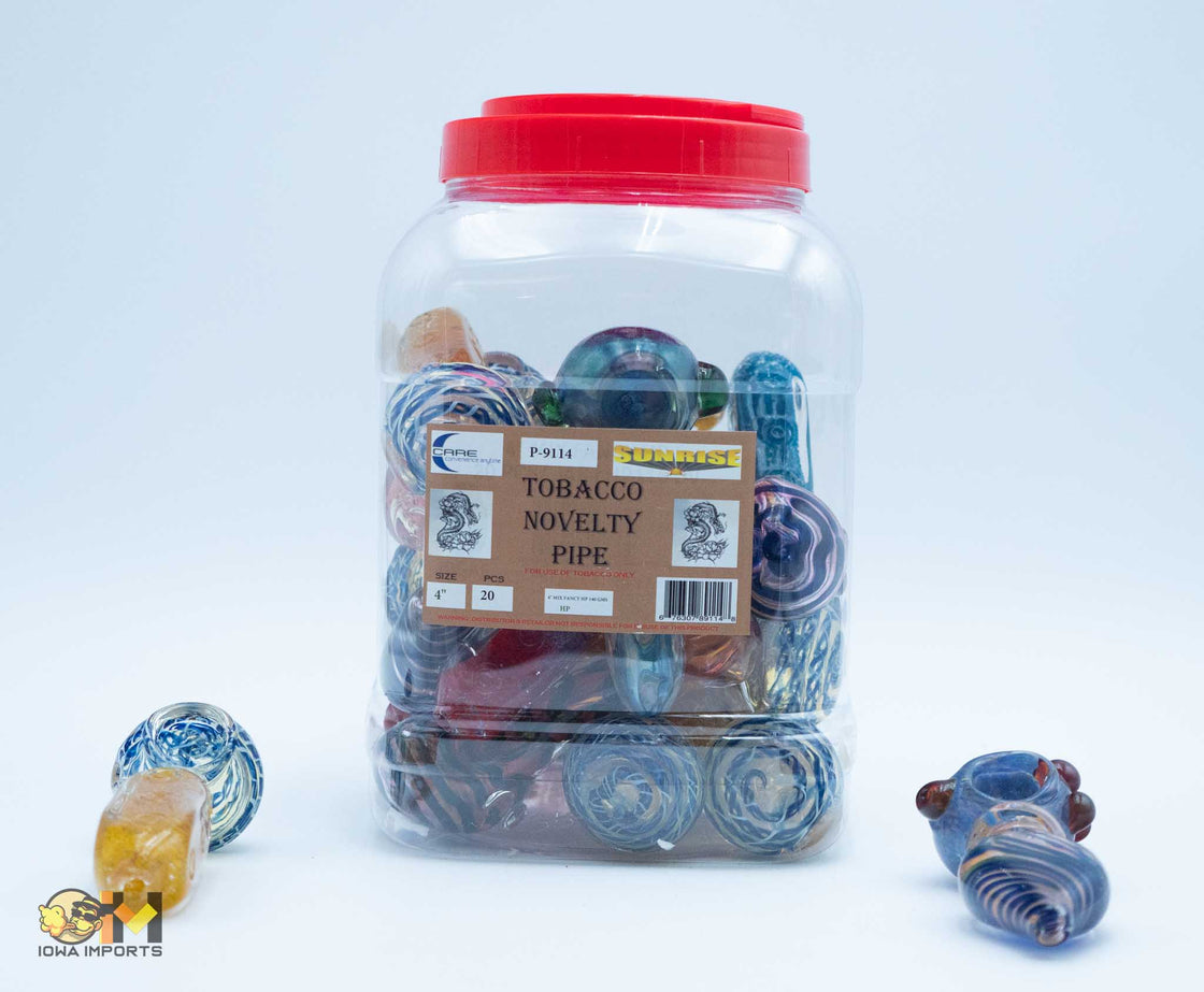 SP-9114/ 4" Mix Fancy Hand Pipe 20ct/JAR