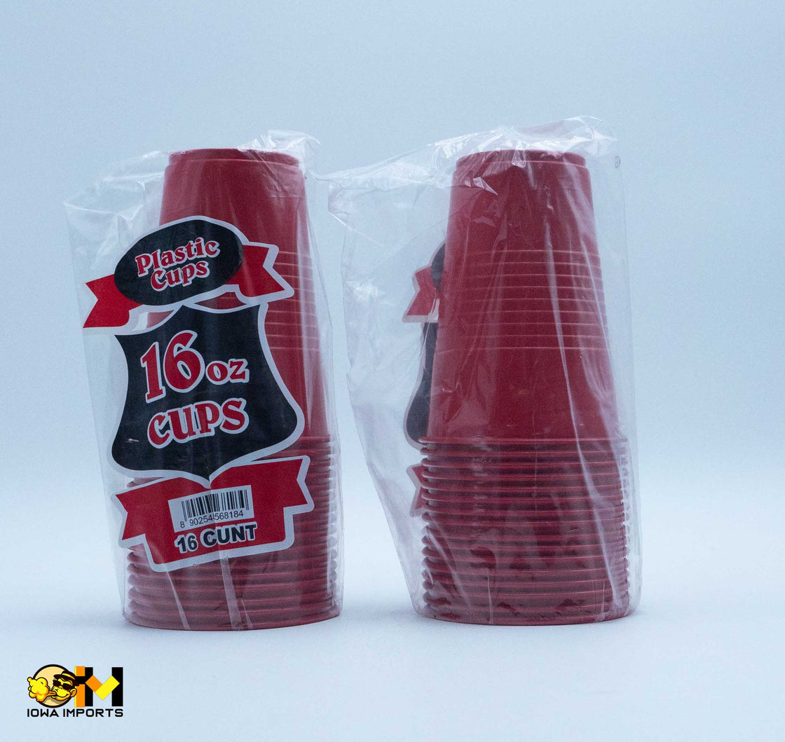 16oz Solid Cups Red 16pcs /pkt