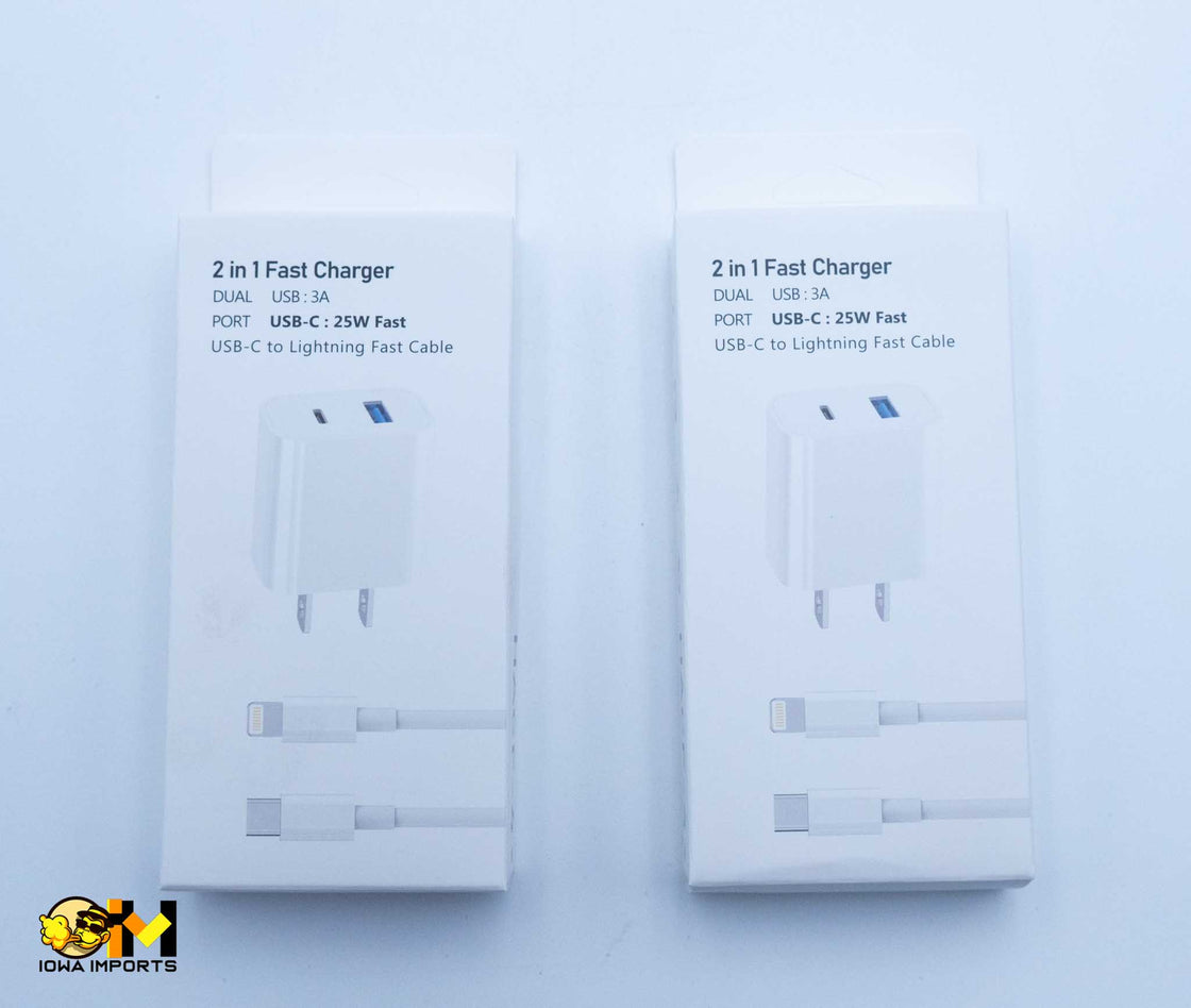 2 IN 1 FAST CHARGER USB-C to Lightning Fast IPH Cable 12pcs / pkt
