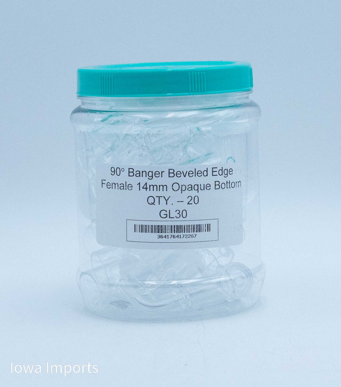 90 Deg Banger Beveled Edge Female 14mm Opaque Bottom 20pcs/Jar- GL30