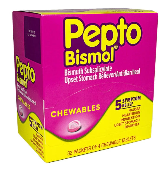 Pepto Bismol- 5 Symptom Relief Chewable Tablets-32 Counts