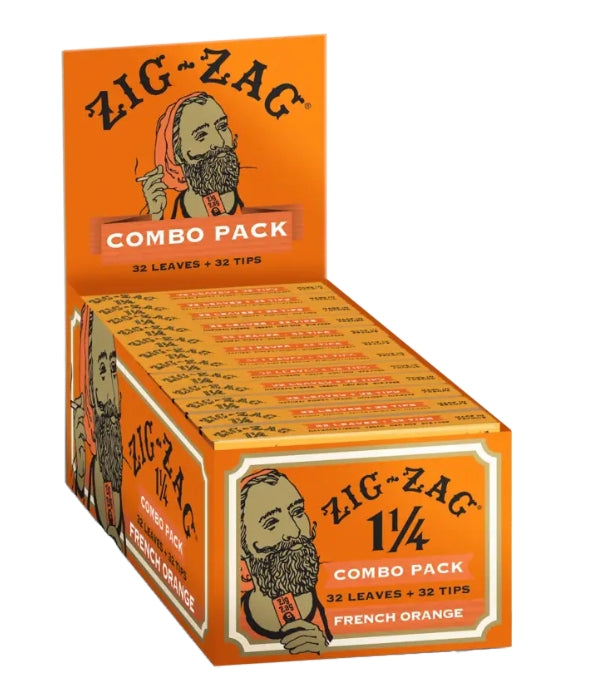 Zig-Zag French Orange 1 1/4 Papers + Tips Combo Pack 24ct