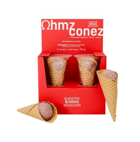 EAT OHMZ CONEZ BY EXODUS 7-HYDROXY KRATOM 70MG CONES 2CT/ BOX