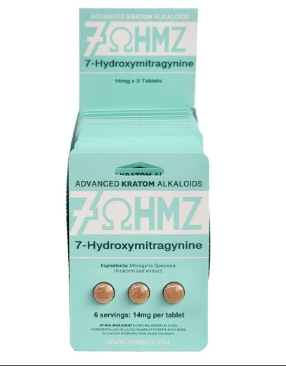 7 OHMZ HYDROXY ADVANCED KRATOM ALKALOIDS 14MG PER CAPSULES 3PK 20CT/ BOX