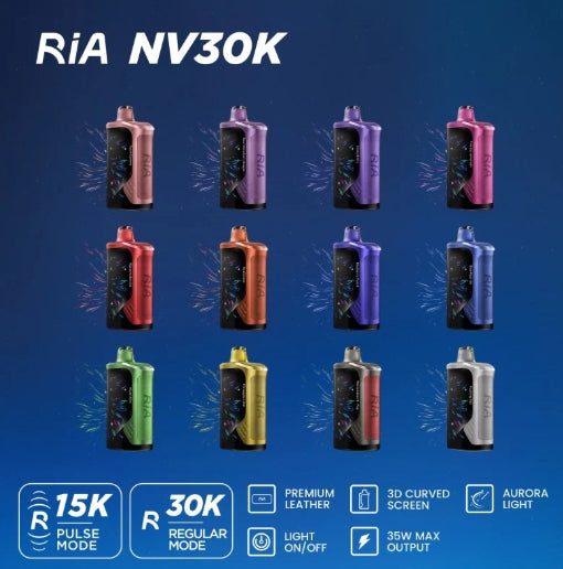RIA NV30K POWERED BY GEEK BAR 5% DISPOSABLE (75ML) PULSE MODE - 15K &amp; REG. MODE - 30K PUFFS 5CT/ BOX