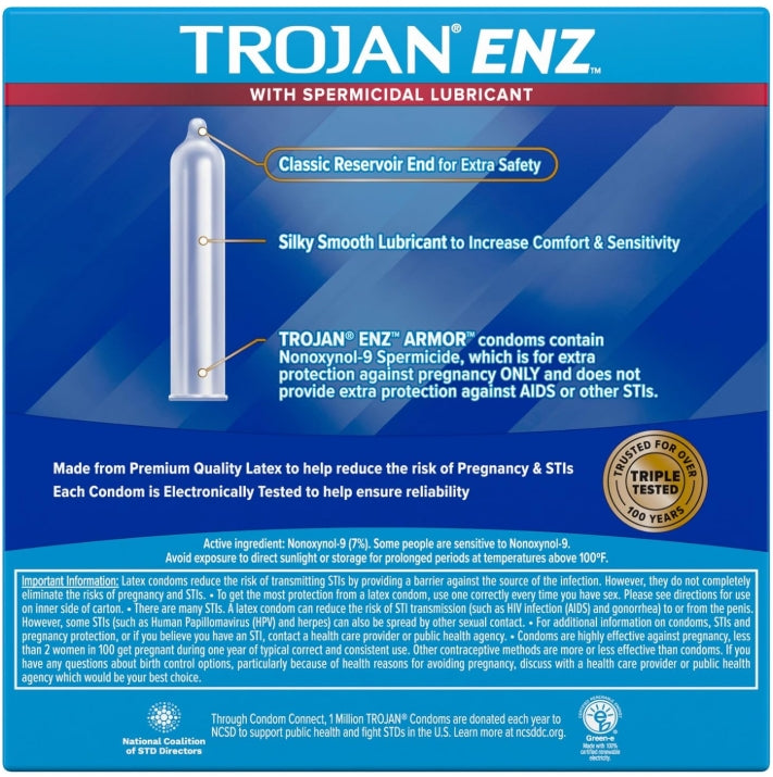 Trojan ENZ Blue with SPERMICIDAL LUBRICANT 6ct