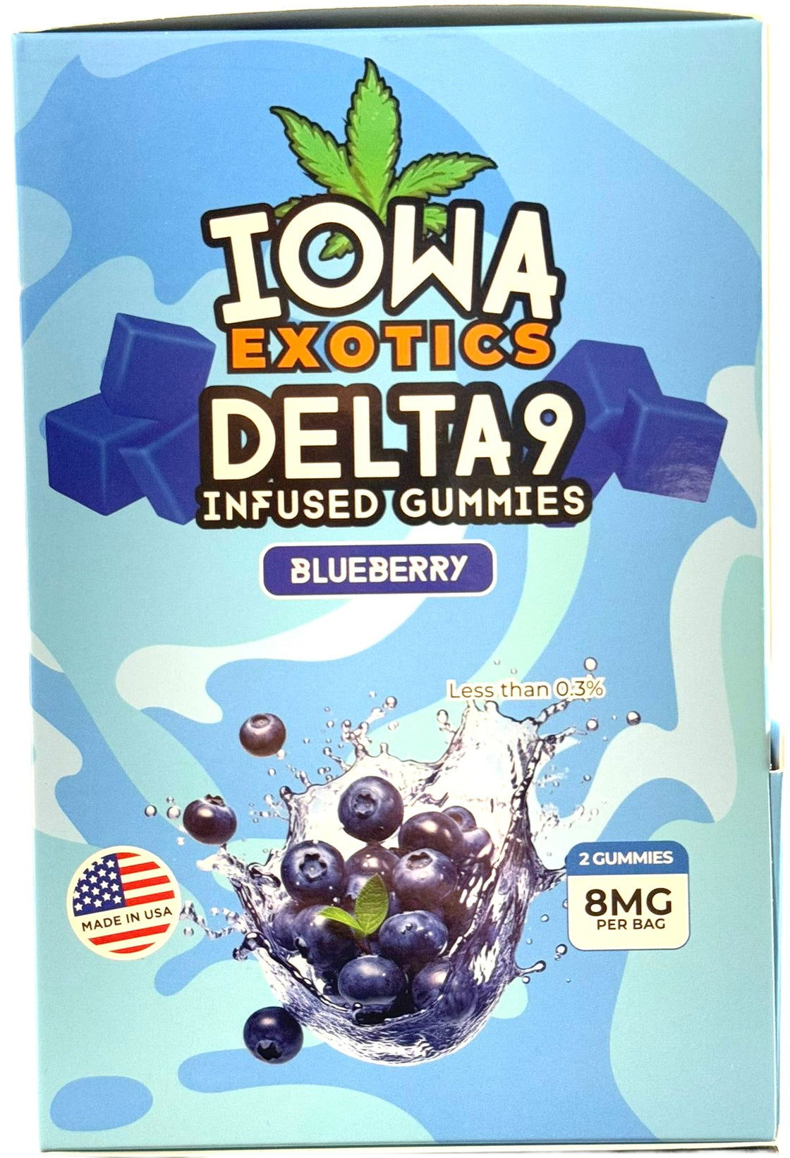Iowa Exotics Delta9 Infused Gummies 30Bags/Box | 2 Gummies/Bag | 8Mg/Bag