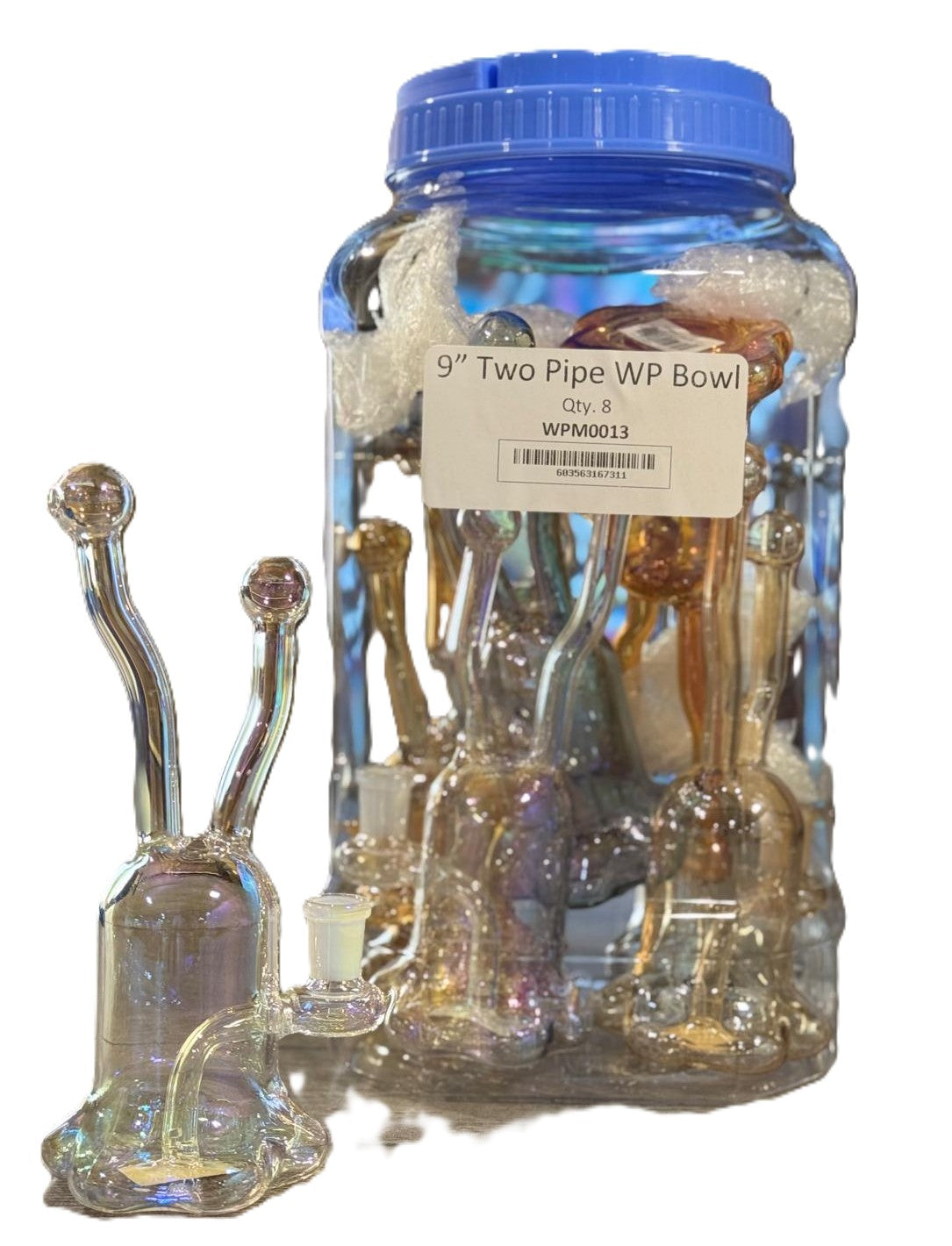WPM0013- 9" Two Pipe WP Bowl 8ct/Jar