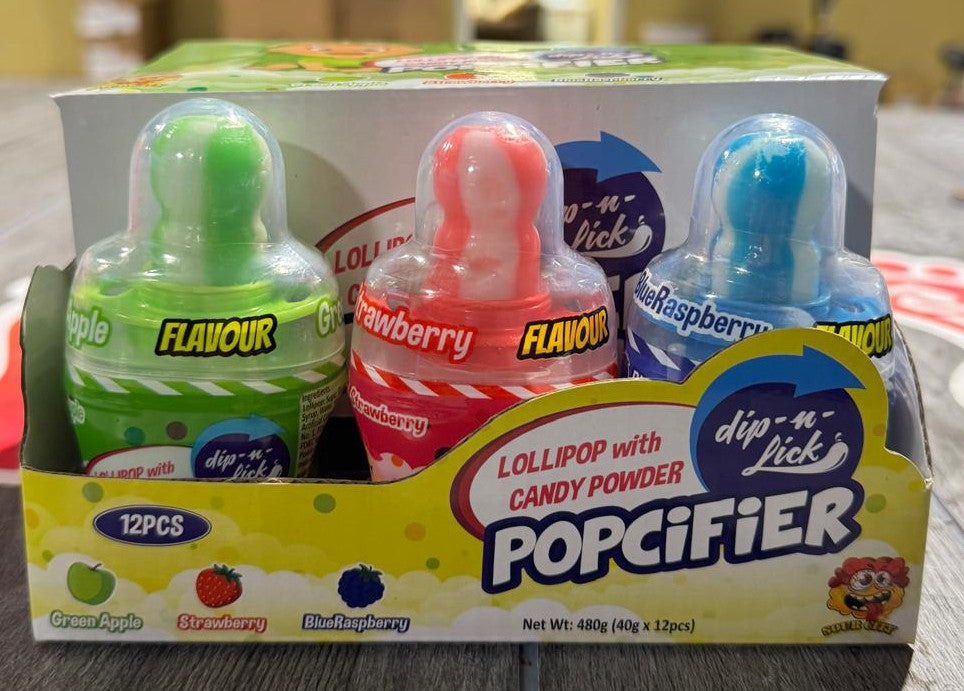 Sour City Mega Baby Lollipop W/Powder Candy Toy 12CT/Display