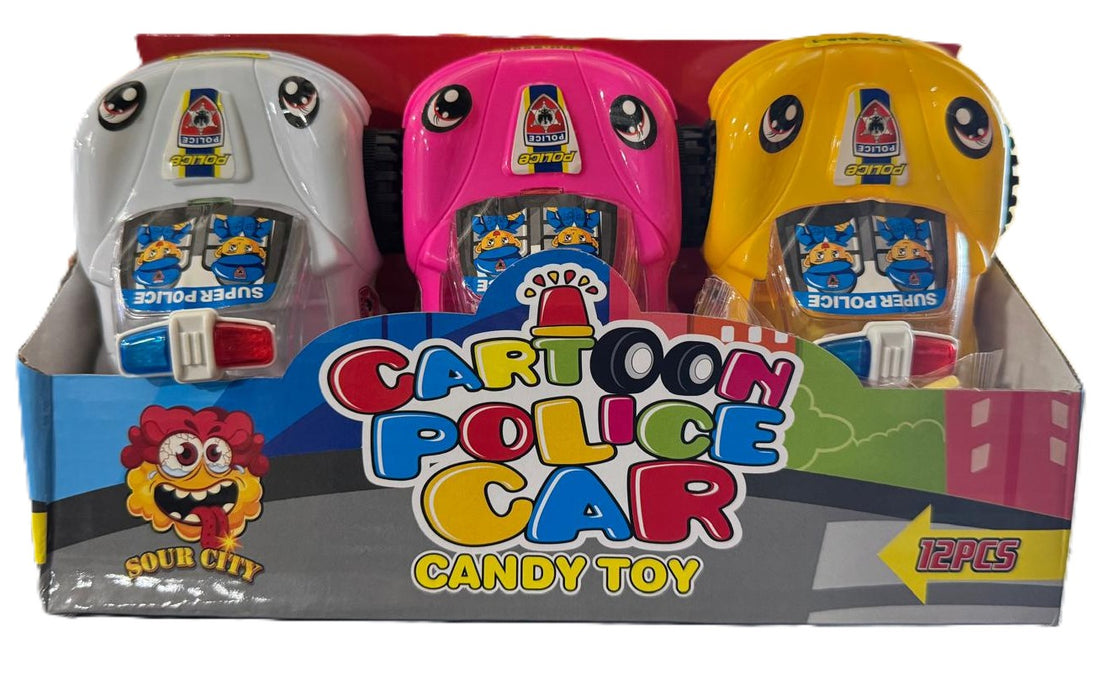 Sour City Cartoon Police Car Candy Toy 12CT/Display
