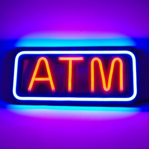 NEON SIGN WITH REMOTE CONTROL, ATM, 1 SET, 20 x 9IN