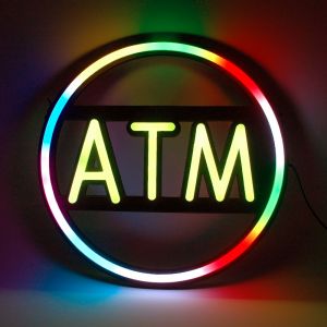 PREMIUM NEON SIGN WITH REMOTE CONTROL, ATM, 1 SET, 16 X 16 IN