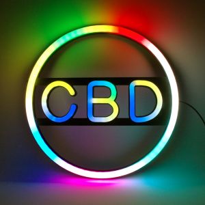 PREMIUM NEON SIGN WITH REMOTE CONTROL, CBD, 1 SET, 16 X 16 IN
