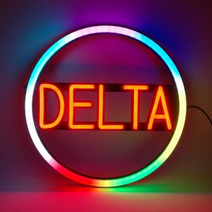 PREMIUM NEON SIGN WITH REMOTE CONTROL, DELTA, 1 SET, 16 X 16 IN