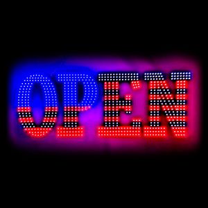 NEON LED SIGN, OPEN, USA FLAG, 1 SET, 39.5 x 14.25 IN