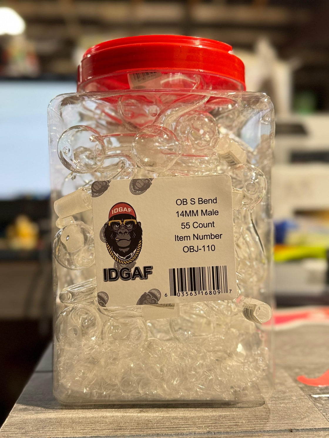 OBJ110- 14mm Clear OB S Bend 55ct/Jar