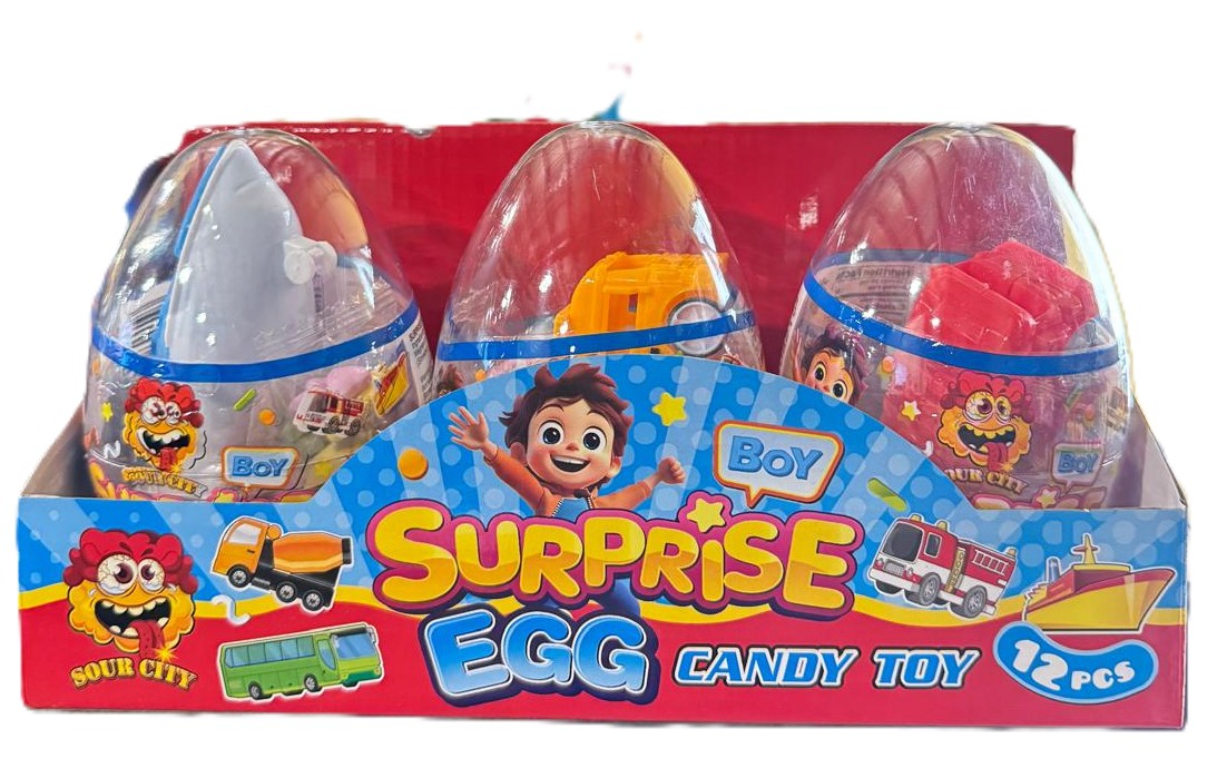 Sour City Surprise Boy Egg Candy Toy 12CT/Display