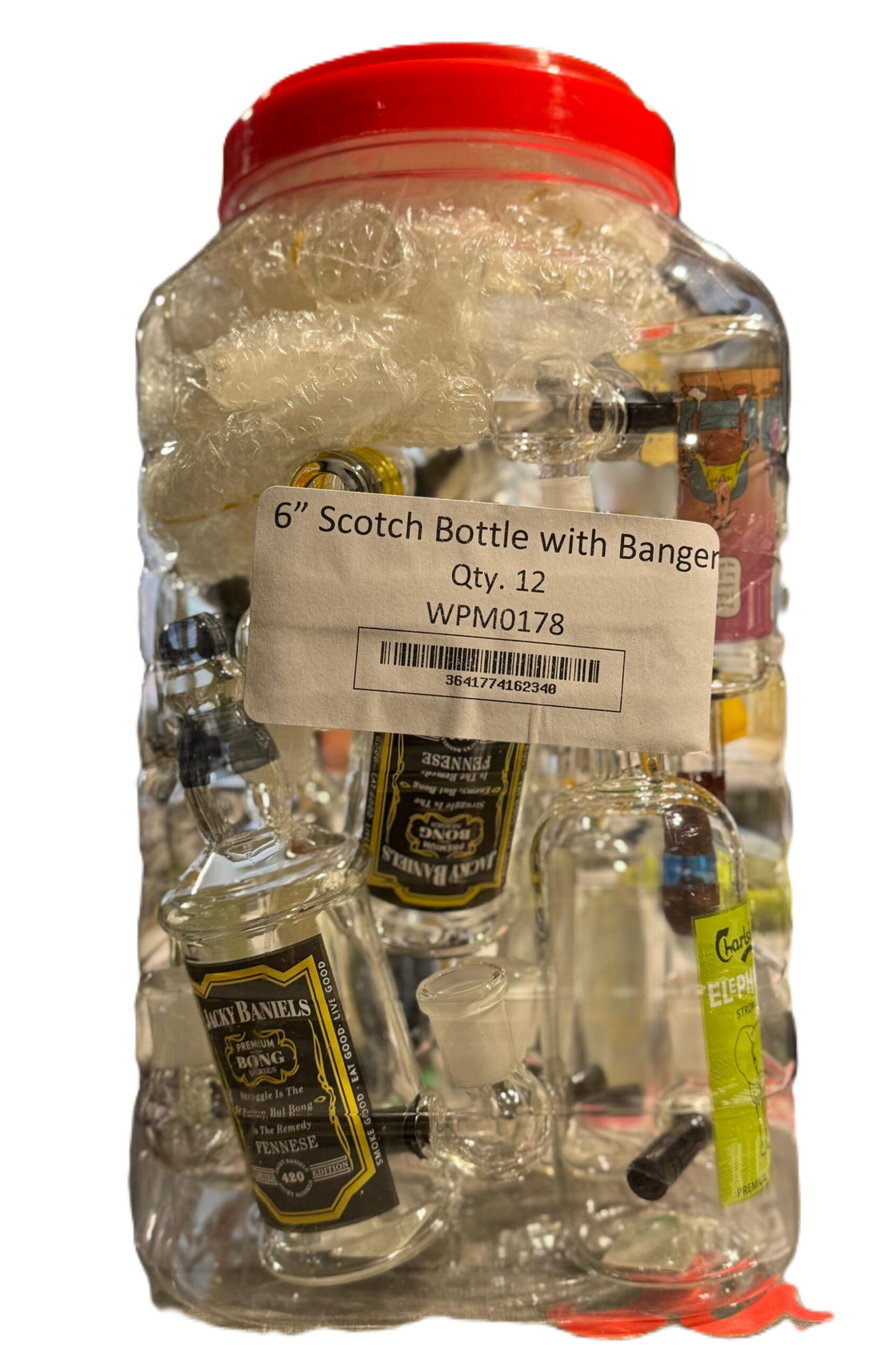 WPM0178- 6" Scotch Bottle with Banger 12ct/Jar