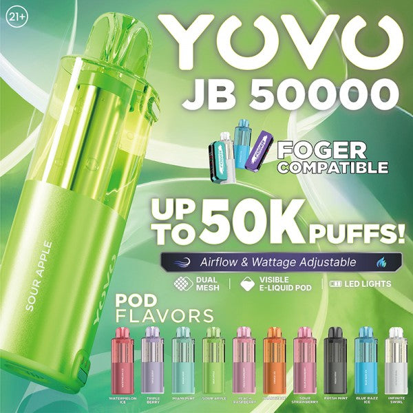 Yovo JB50000 Disposable Pod 5% Foger Compatible 5ct/Box