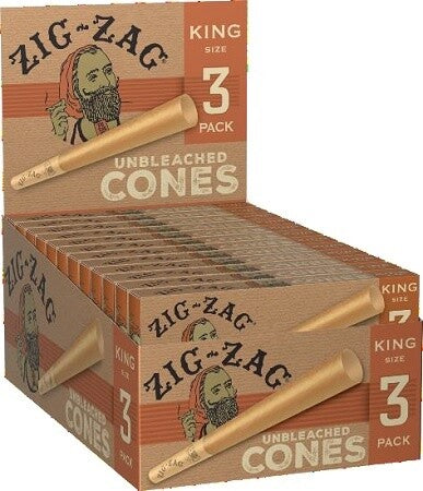 Zig-Zag Unbleached King Size 3PK Cones